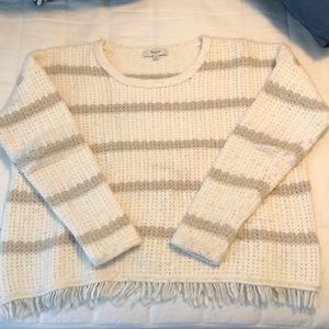 Madewell Cropped Fringe Sweater